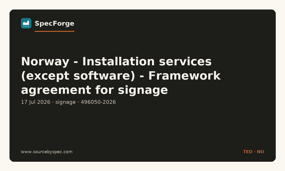 Norway - Installation services (except software) - Framework agreement for signage