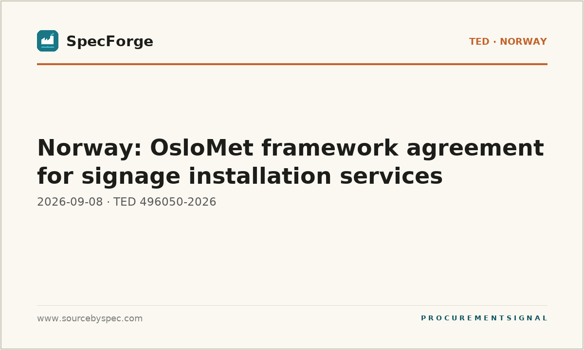 Norway: OsloMet framework agreement for signage installation services