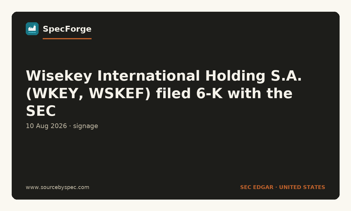 Wisekey International Holding S.A. (WKEY, WSKEF) filed 6-K with the SEC
