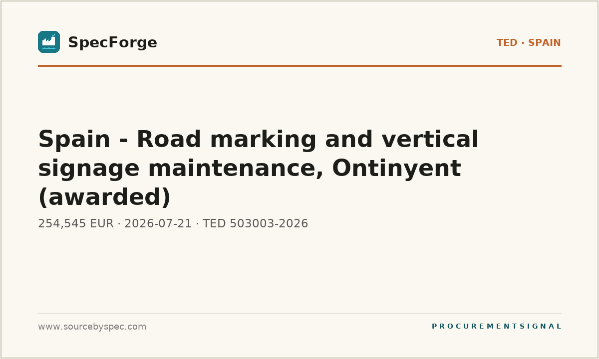 Spain - Road marking and vertical signage maintenance, Ontinyent (awarded)