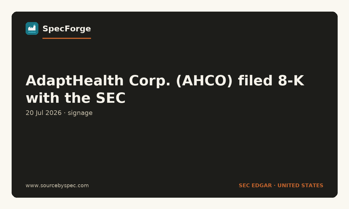 AdaptHealth Corp. (AHCO) filed 8-K with the SEC