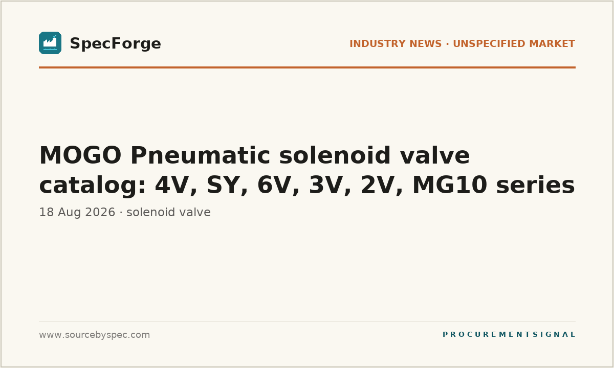 MOGO Pneumatic solenoid valve catalog: 4V, SY, 6V, 3V, 2V, MG10 series