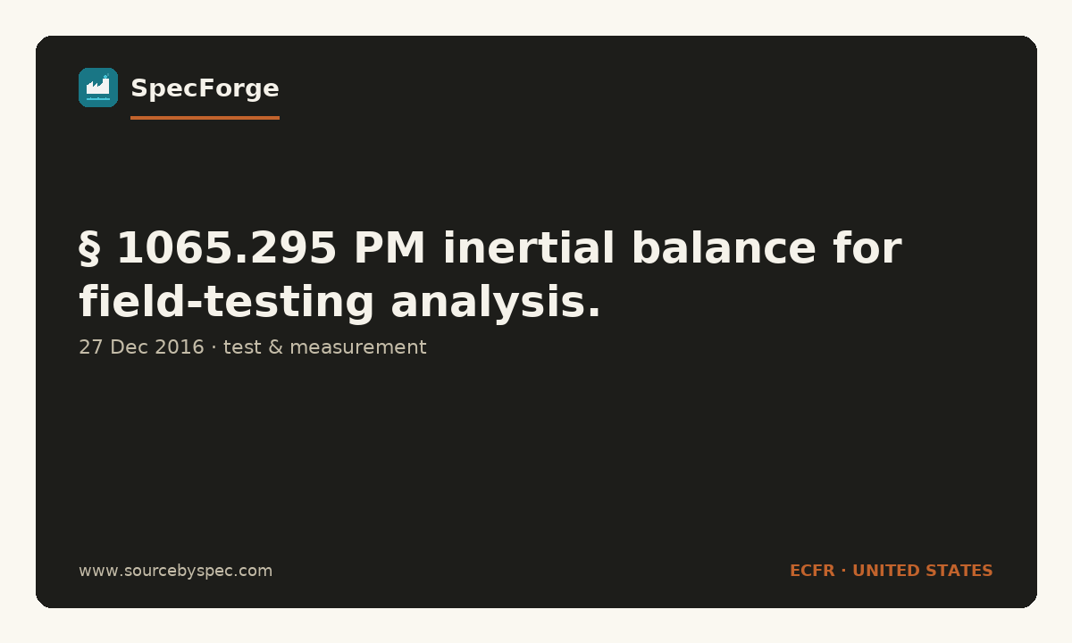 § 1065.295 PM inertial balance for field-testing analysis.