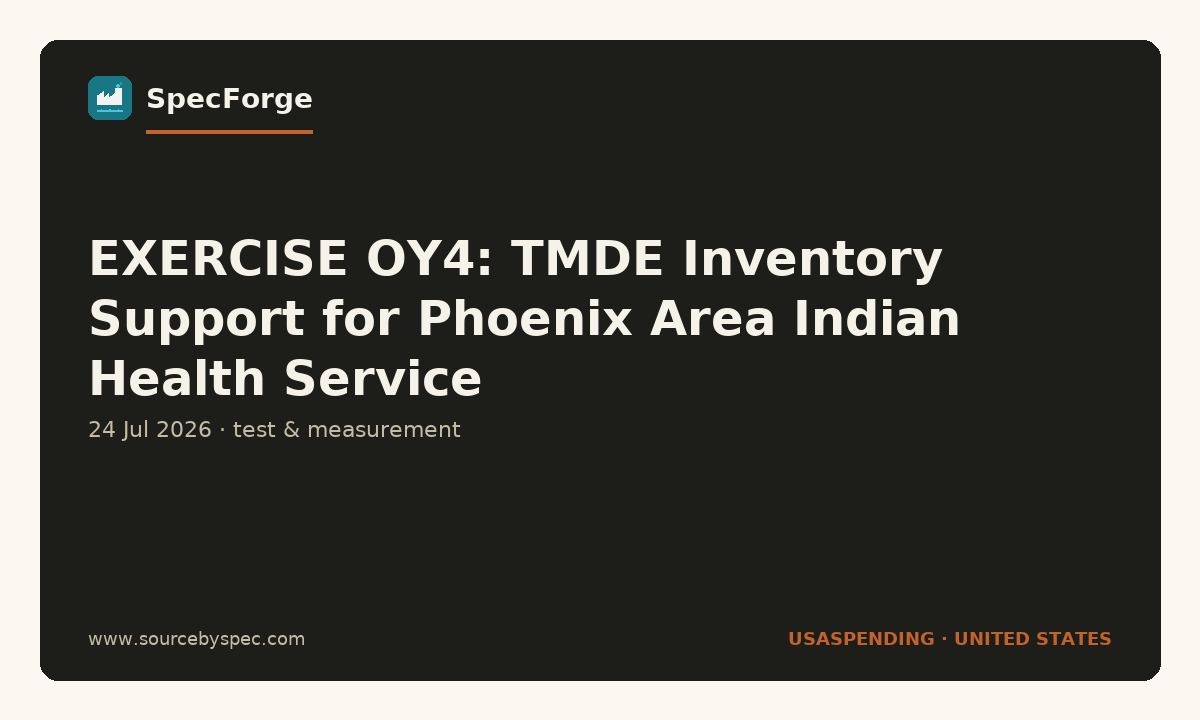 EXERCISE OY4: TMDE Inventory Support for Phoenix Area Indian Health Service