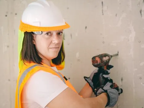 Impact Drill safety requirements and precautions - Workpiece support, kick prevention, and PPE for flying debris
