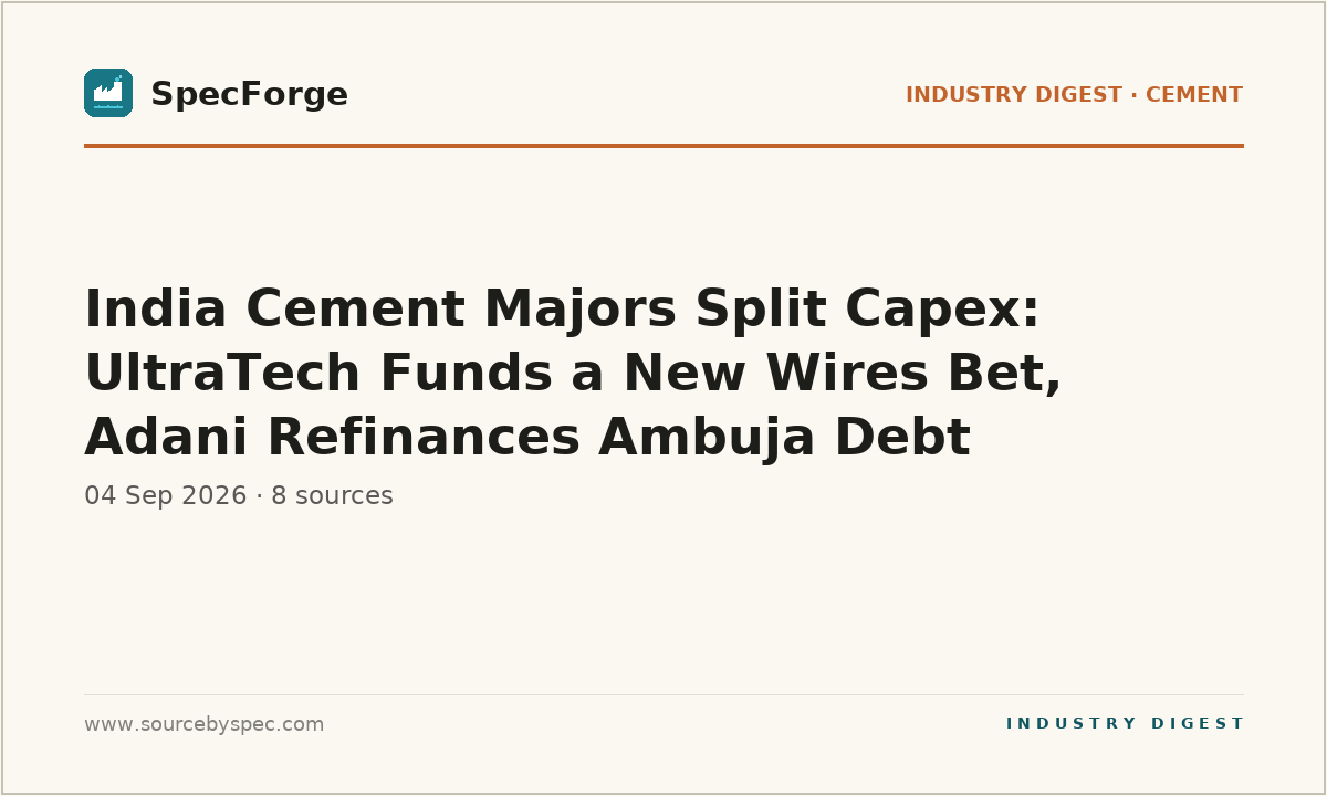 India Cement Majors Split Capex: UltraTech Funds a New Wires Bet, Adani Refinances Ambuja Debt