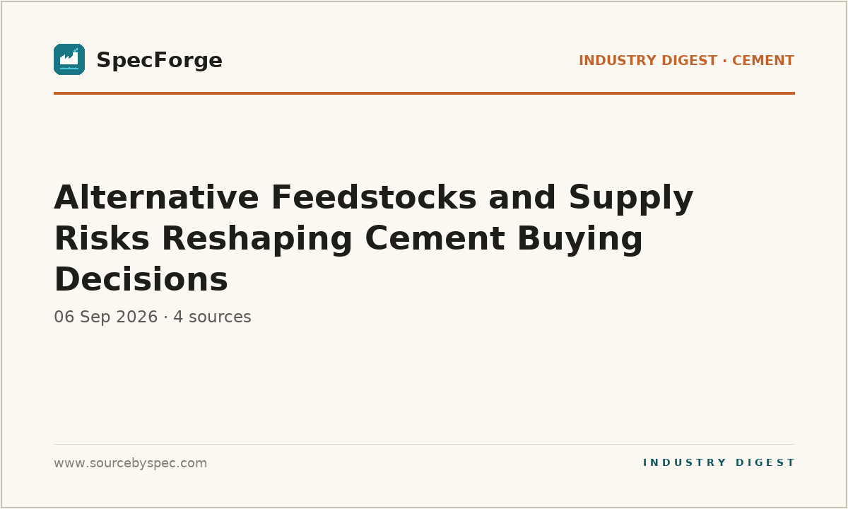 Alternative Feedstocks and Supply Risks Reshaping Cement Buying Decisions