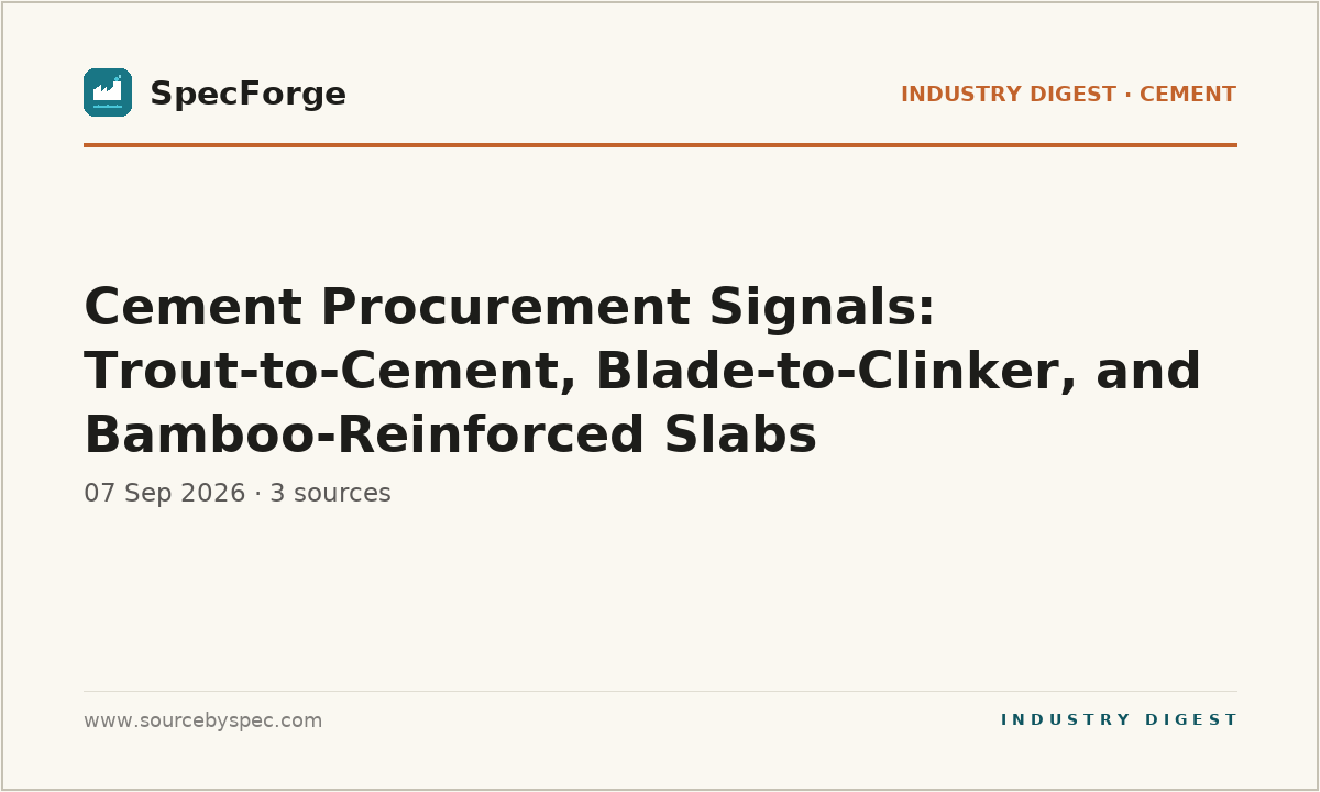 Cement Procurement Signals: Trout-to-Cement, Blade-to-Clinker, and Bamboo-Reinforced Slabs