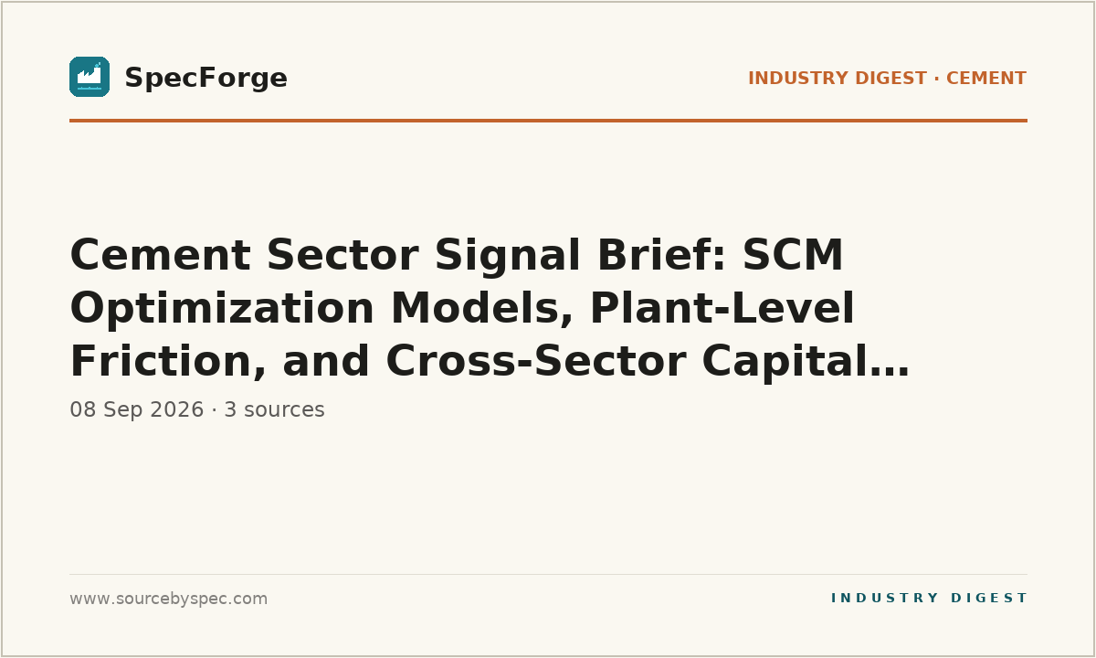 Cement Sector Signal Brief: SCM Optimization Models, Plant-Level Friction, and Cross-Sector Capital Allocation