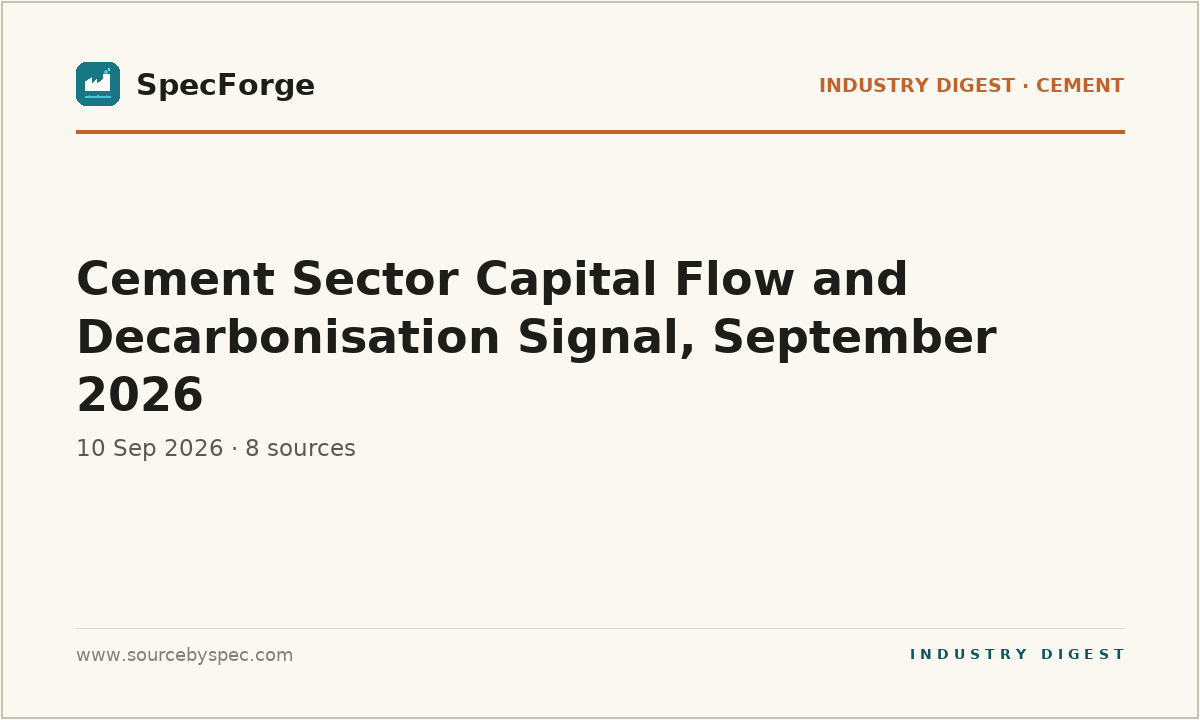 Cement Sector Capital Flow and Decarbonisation Signal, September 2026