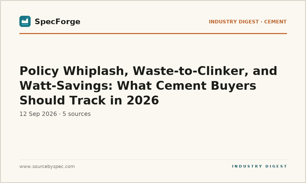 Policy Whiplash, Waste-to-Clinker, and Watt-Savings: What Cement Buyers Should Track in 2026