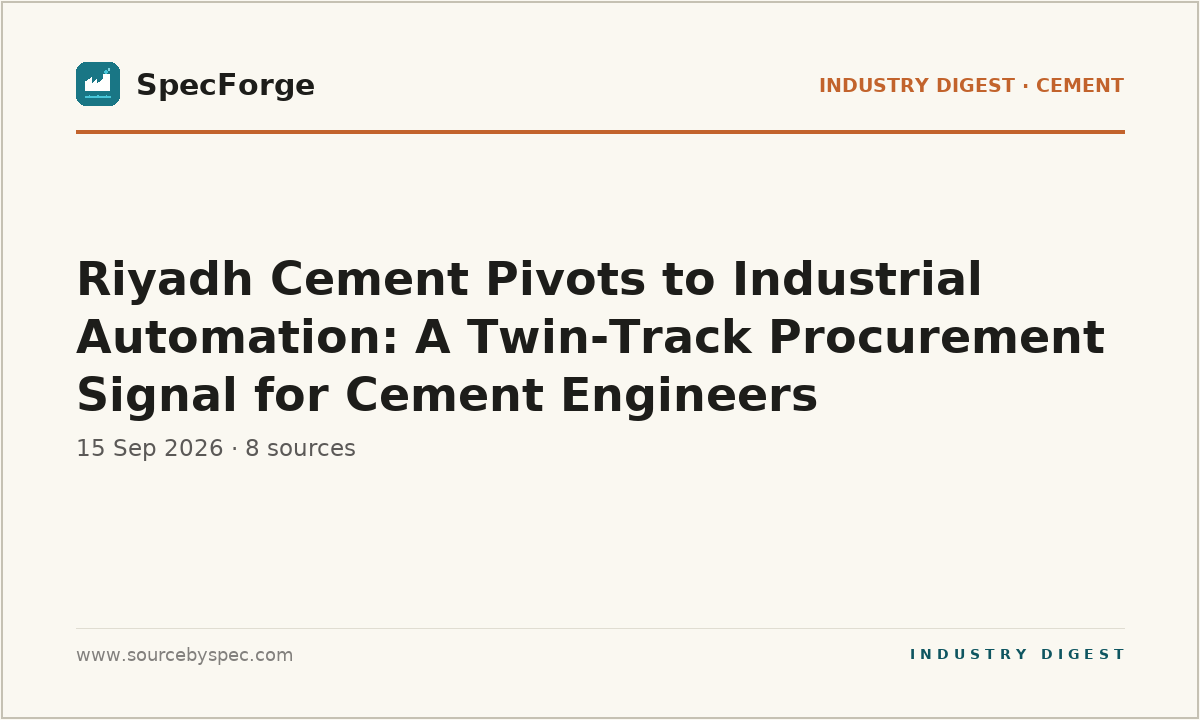 Riyadh Cement Pivots to Industrial Automation: A Twin-Track Procurement Signal for Cement Engineers