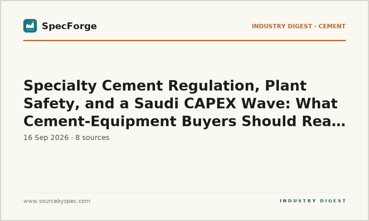 Specialty Cement Regulation, Plant Safety, and a Saudi CAPEX Wave: What Cement-Equipment Buyers Should Read Between the Lines
