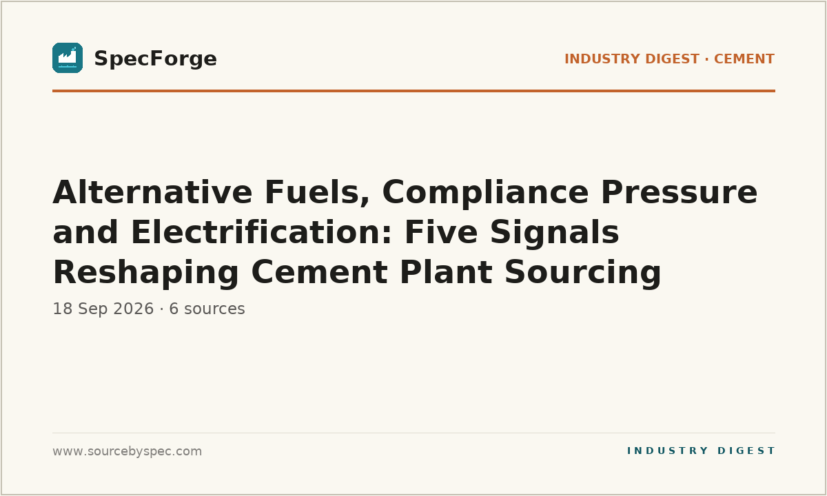 Alternative Fuels, Compliance Pressure and Electrification: Five Signals Reshaping Cement Plant Sourcing