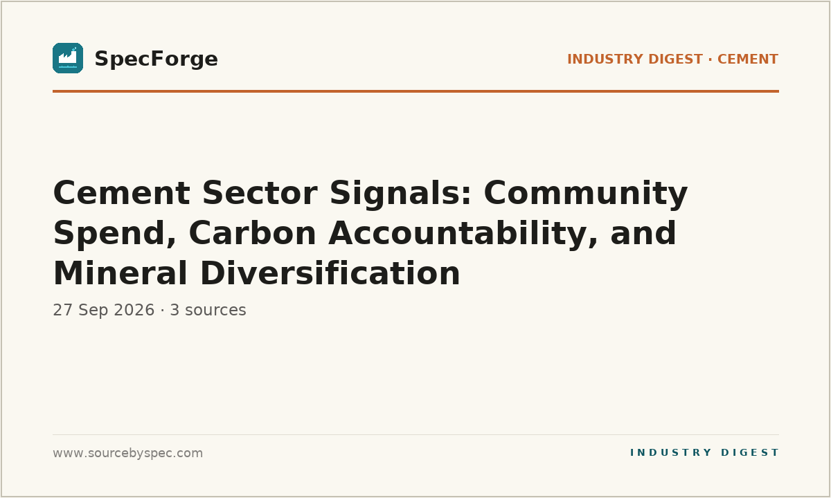 Cement Sector Signals: Community Spend, Carbon Accountability, and Mineral Diversification