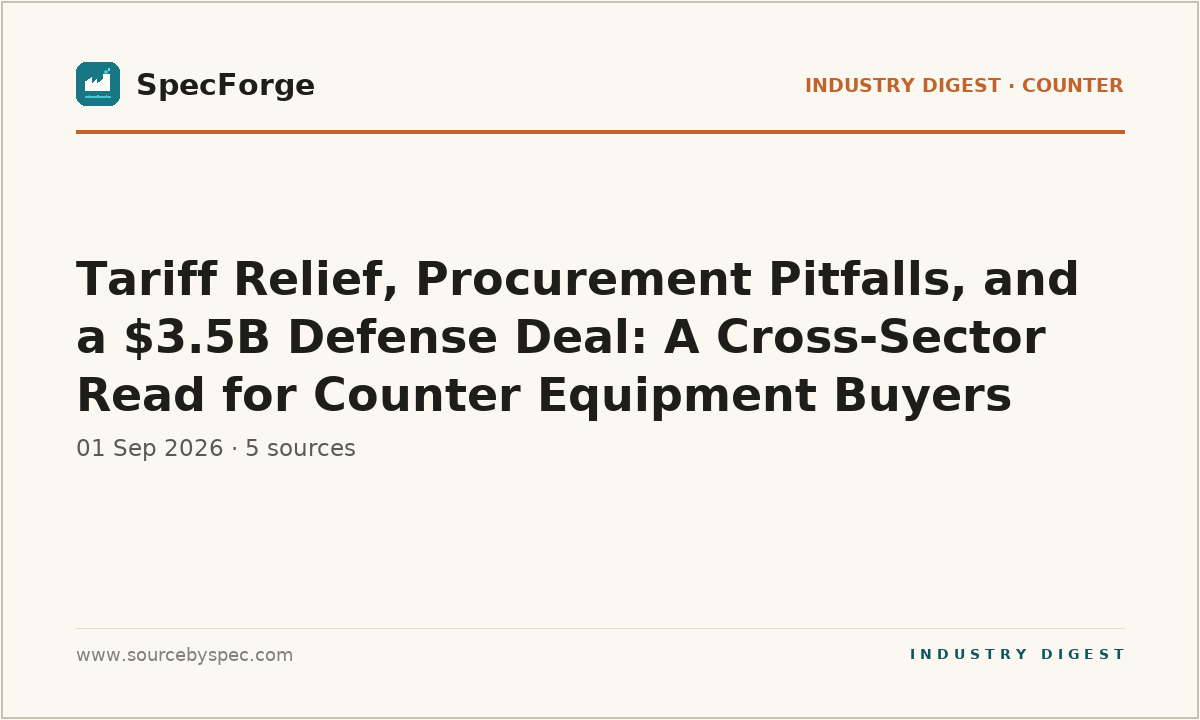 Tariff Relief, Procurement Pitfalls, and a $3.5B Defense Deal: A Cross-Sector Read for Counter Equipment Buyers