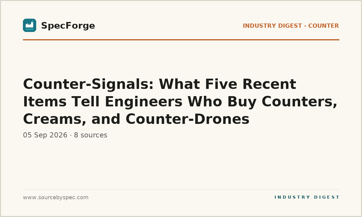 Counter-Signals: What Five Recent Items Tell Engineers Who Buy Counters, Creams, and Counter-Drones