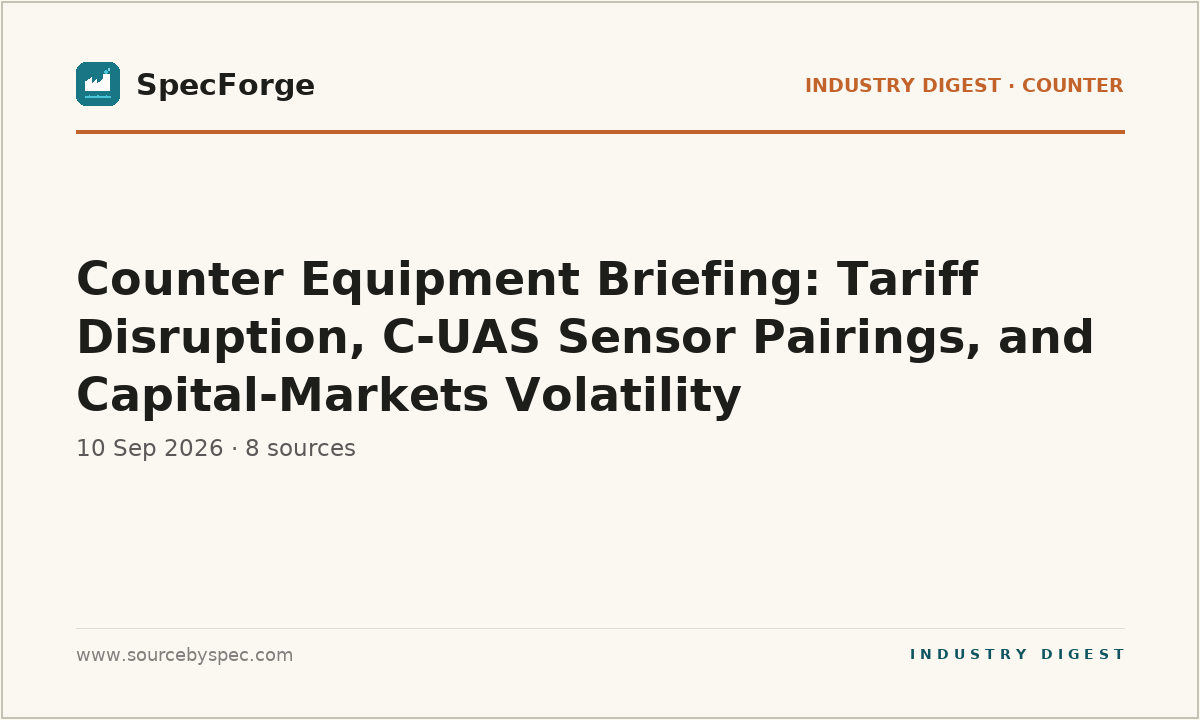 Counter Equipment Briefing: Tariff Disruption, C-UAS Sensor Pairings, and Capital-Markets Volatility