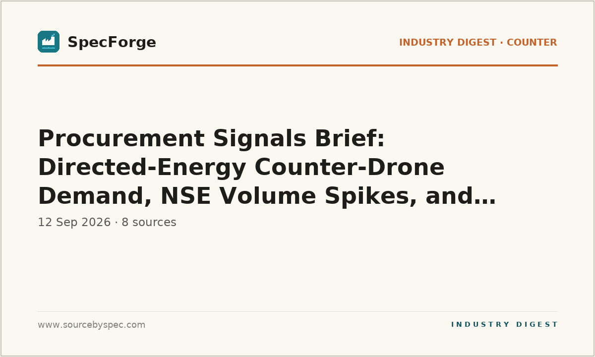 Procurement Signals Brief: Directed-Energy Counter-Drone Demand, NSE Volume Spikes, and Cross-Sector Risk Overlays