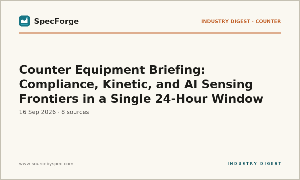 Counter Equipment Briefing: Compliance, Kinetic, and AI Sensing Frontiers in a Single 24-Hour Window