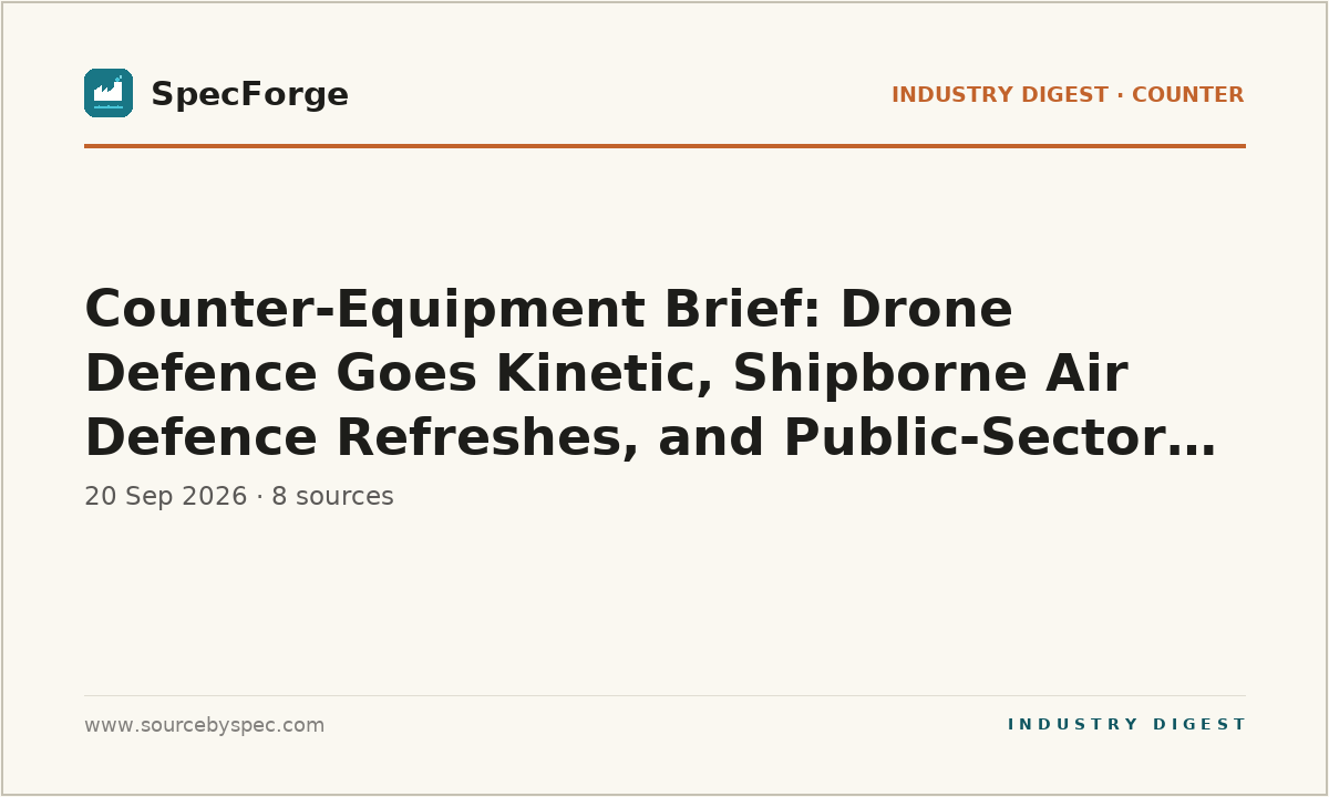 Counter-Equipment Brief: Drone Defence Goes Kinetic, Shipborne Air Defence Refreshes, and Public-Sector Demand for Counter-Narcotics Interdiction Holds Steady