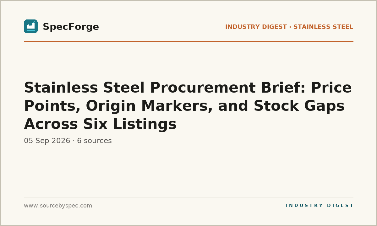 Stainless Steel Procurement Brief: Price Points, Origin Markers, and Stock Gaps Across Six Listings