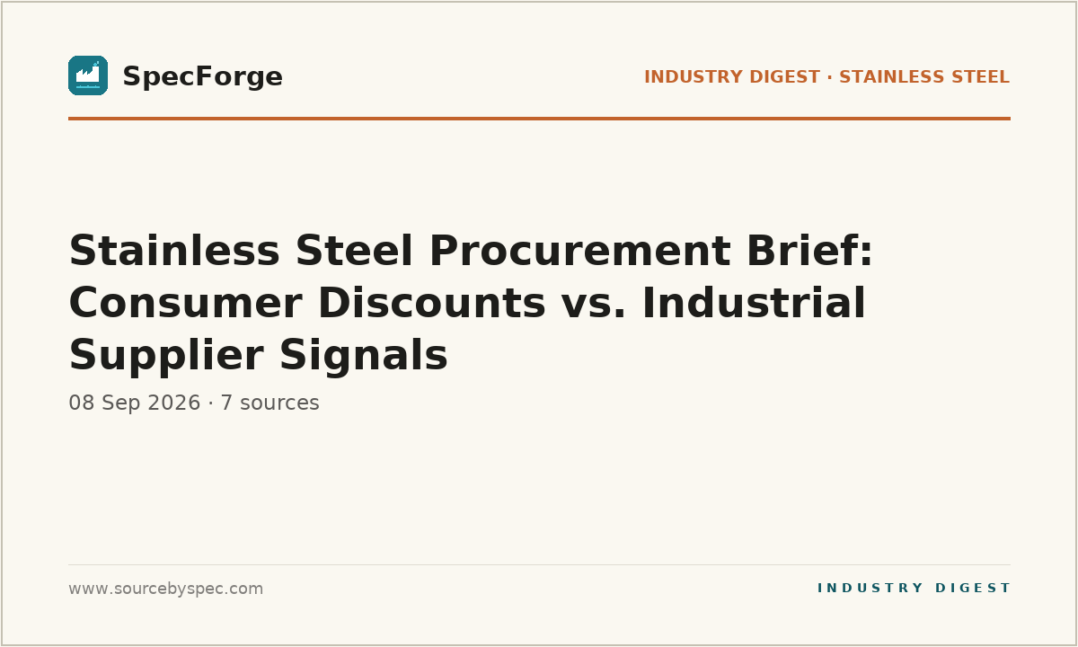 Stainless Steel Procurement Brief: Consumer Discounts vs. Industrial Supplier Signals
