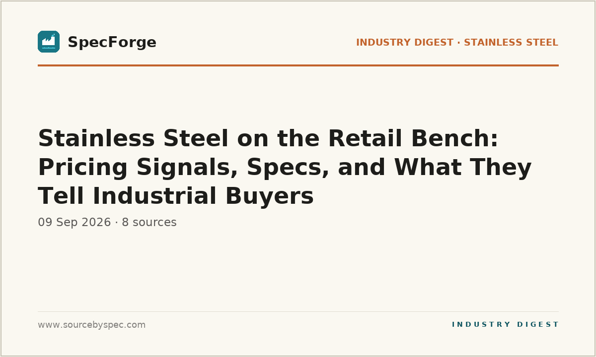 Stainless Steel on the Retail Bench: Pricing Signals, Specs, and What They Tell Industrial Buyers