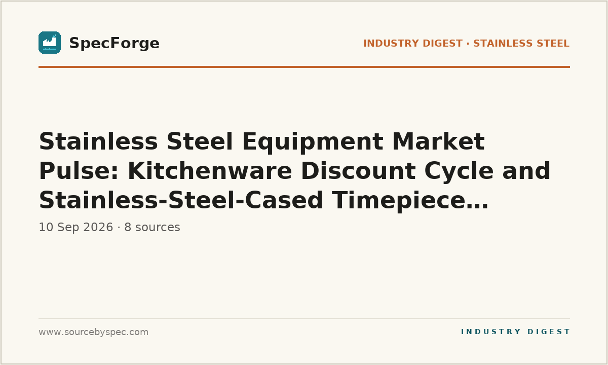 Stainless Steel Equipment Market Pulse: Kitchenware Discount Cycle and Stainless-Steel-Cased Timepiece Launches (Early September 2026)