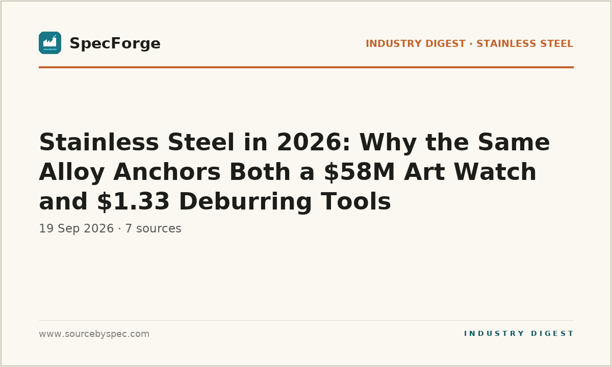 Stainless Steel in 2026: Why the Same Alloy Anchors Both a $58M Art Watch and $1.33 Deburring Tools