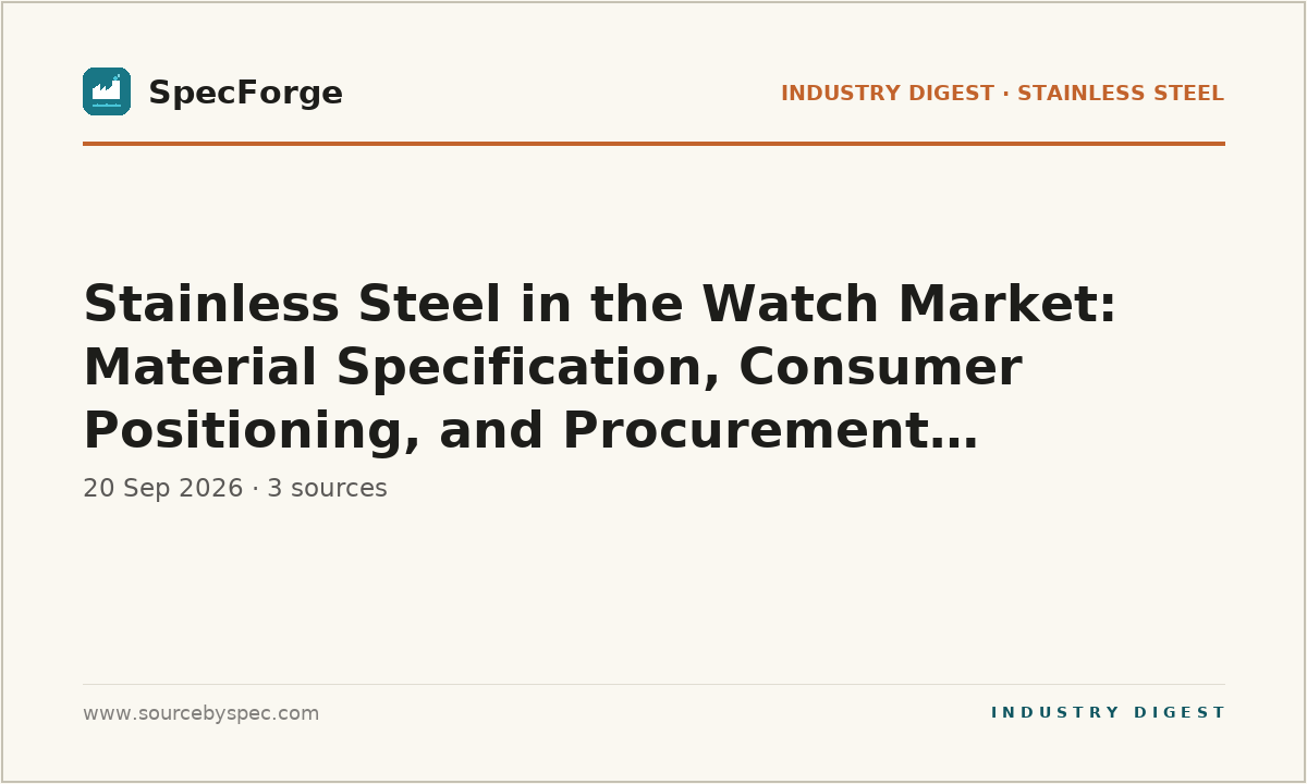 Stainless Steel in the Watch Market: Material Specification, Consumer Positioning, and Procurement Implications