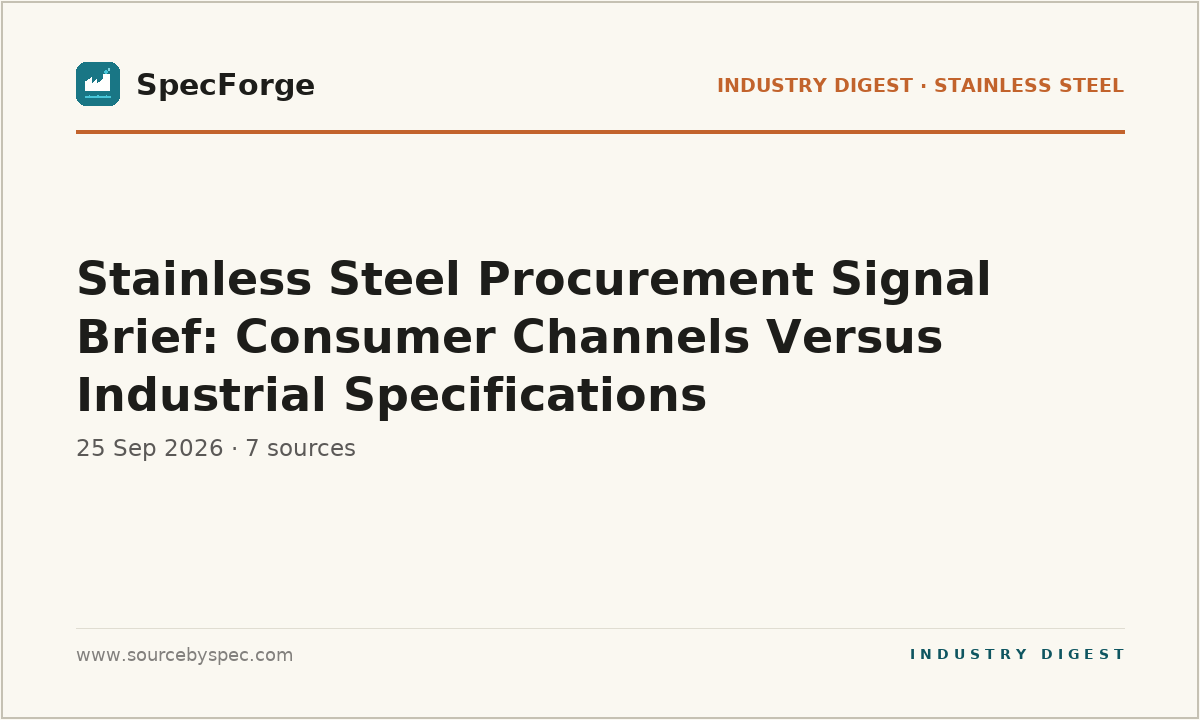 Stainless Steel Procurement Signal Brief: Consumer Channels Versus Industrial Specifications