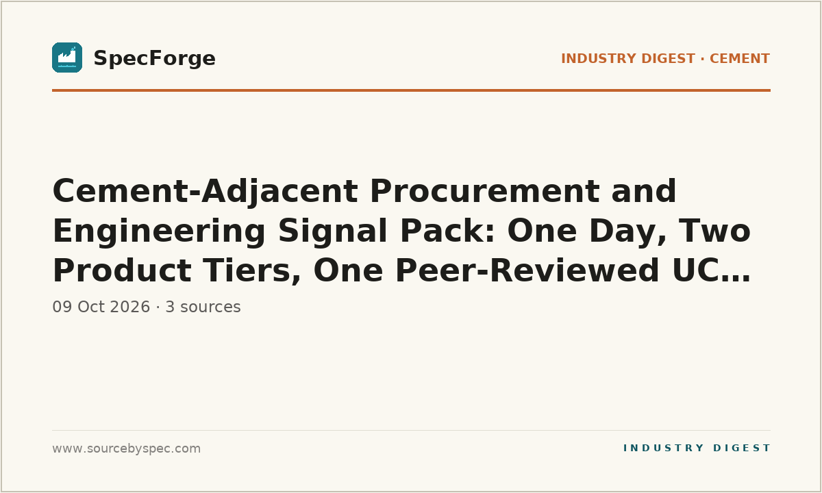 Cement-Adjacent Procurement and Engineering Signal Pack: One Day, Two Product Tiers, One Peer-Reviewed UCS Model