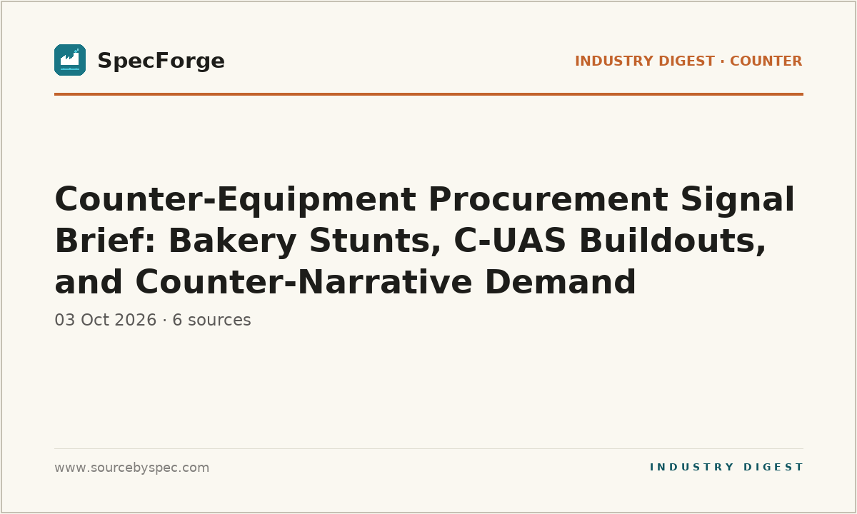 Counter-Equipment Procurement Signal Brief: Bakery Stunts, C-UAS Buildouts, and Counter-Narrative Demand