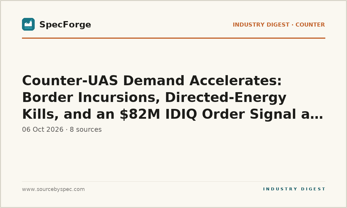 Counter-UAS Demand Accelerates: Border Incursions, Directed-Energy Kills, and an $82M IDIQ Order Signal a New Buying Cycle