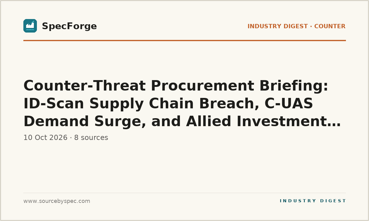 Counter-Threat Procurement Briefing: ID-Scan Supply Chain Breach, C-UAS Demand Surge, and Allied Investment Cycle