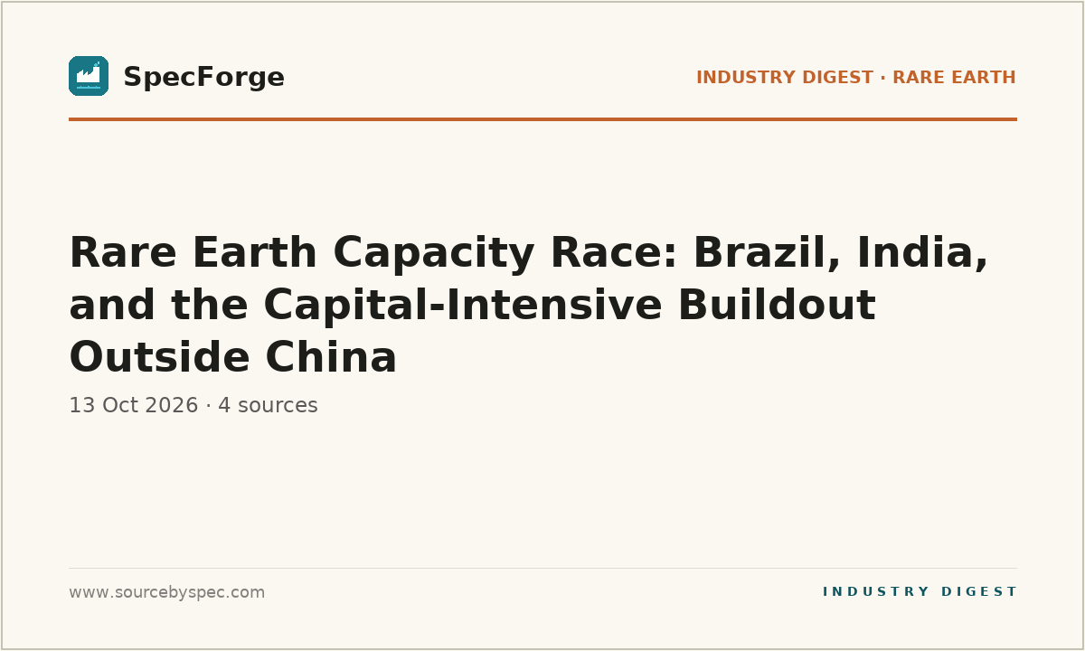 Rare Earth Capacity Race: Brazil, India, and the Capital-Intensive Buildout Outside China