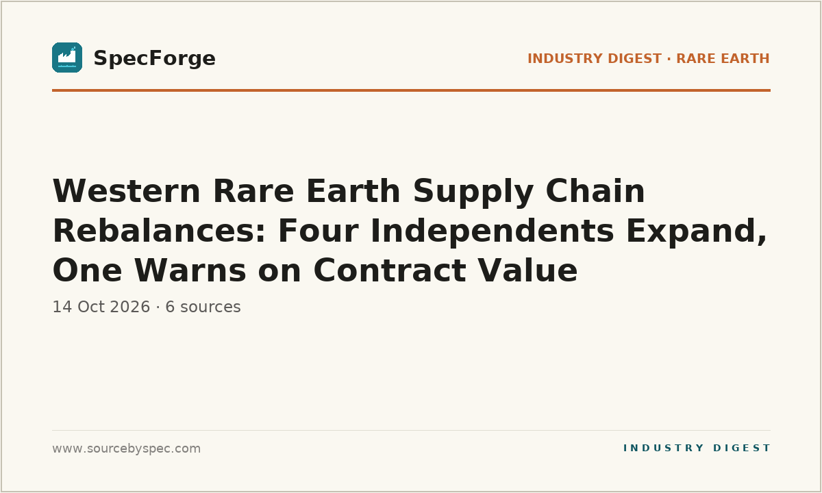 Western Rare Earth Supply Chain Rebalances: Four Independents Expand, One Warns on Contract Value
