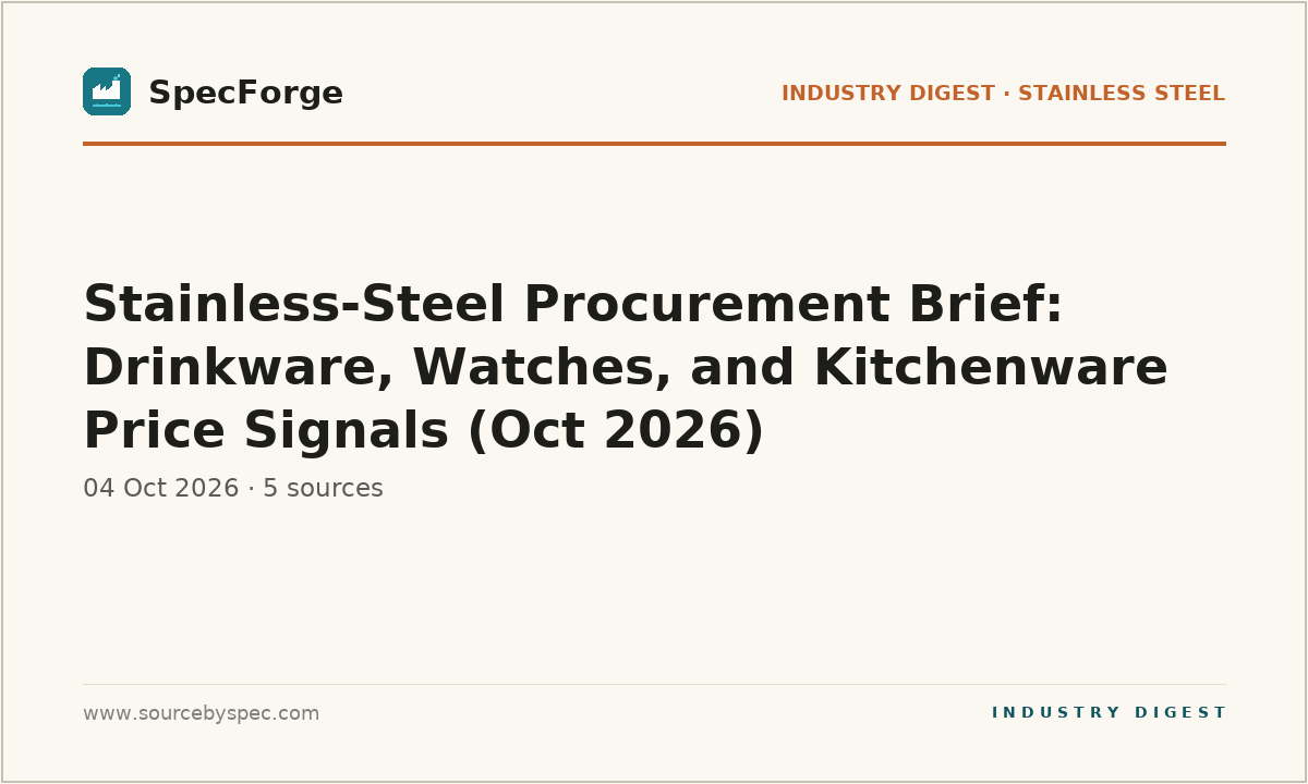 Stainless-Steel Procurement Brief: Drinkware, Watches, and Kitchenware Price Signals (Oct 2026)