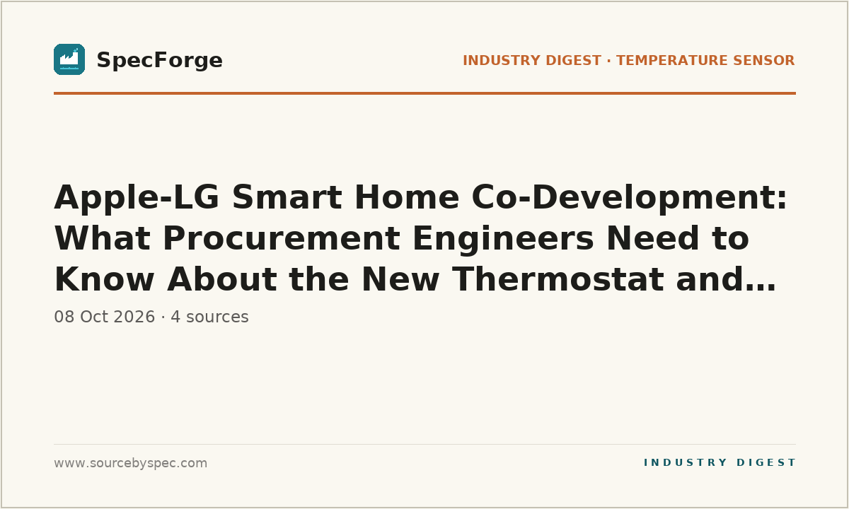 Apple-LG Smart Home Co-Development: What Procurement Engineers Need to Know About the New Thermostat and Temperature Sensor Lineup